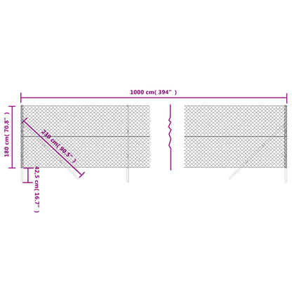 Chain Link Fence Green 1.8x10 m