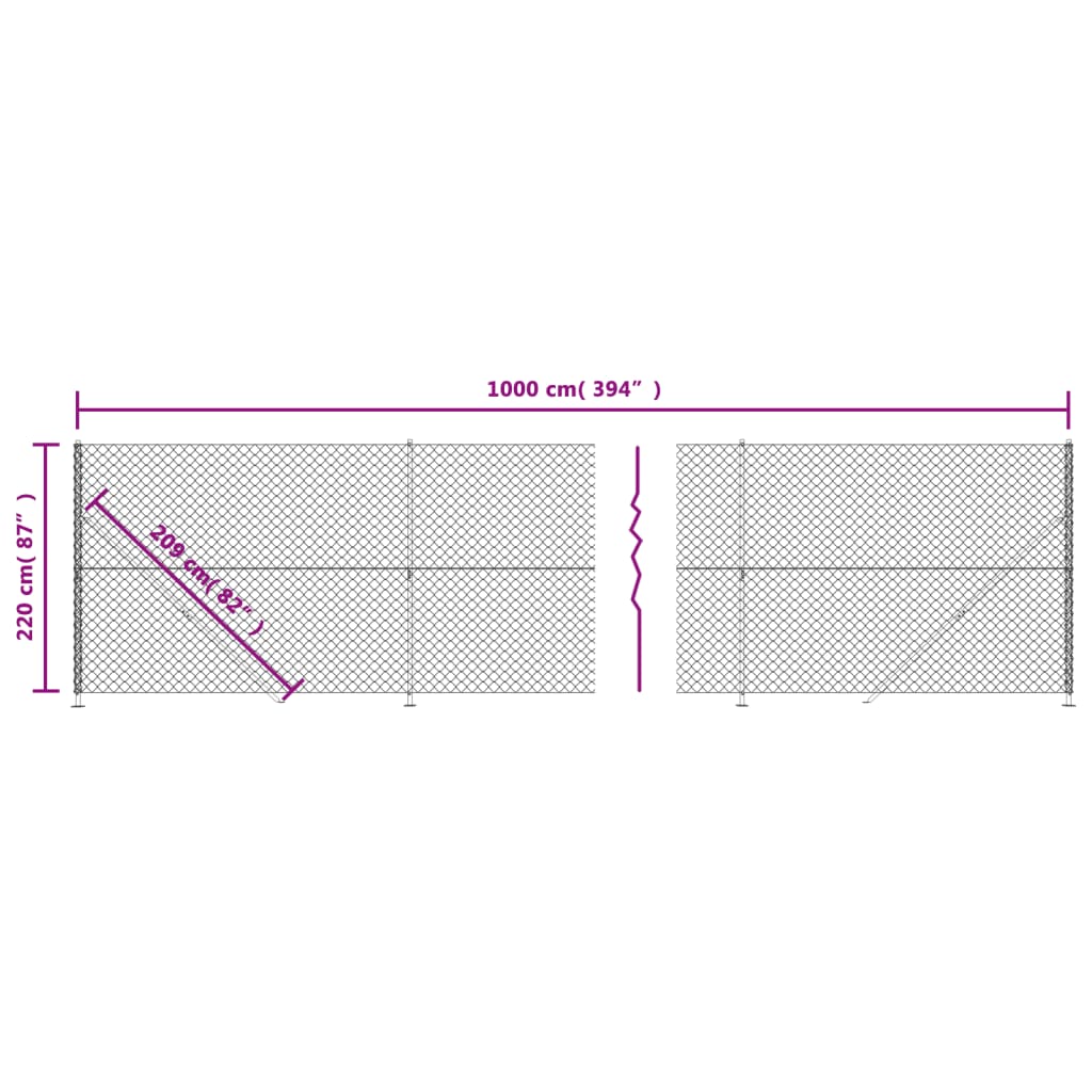 Chain Link Fence with Flange Green 2.2x10 m