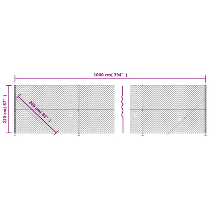 Chain Link Fence with Flange Green 2.2x10 m