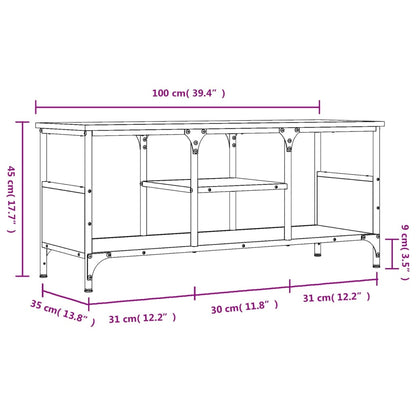 TV Cabinet Grey Sonoma 100x35x45 cm Engineered Wood&Iron