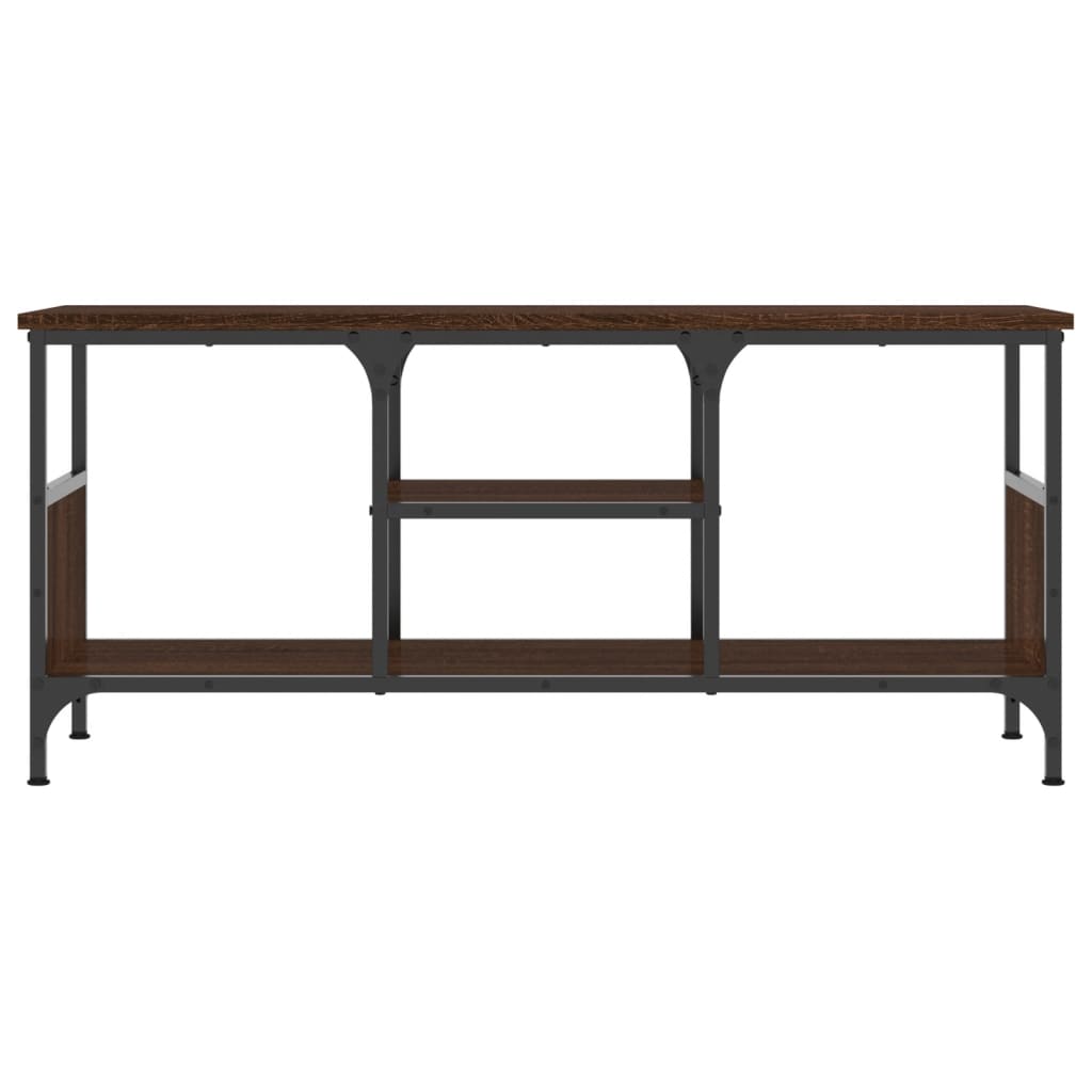 TV Cabinet Brown Oak 100x35x45 cm Engineered Wood&Iron