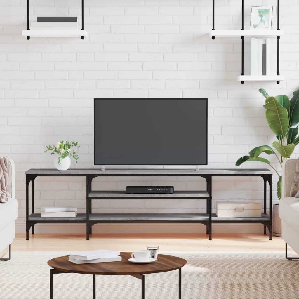 TV Cabinet Grey Sonoma 161x35x45 cm Engineered Wood&Iron