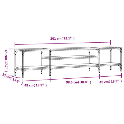 TV Cabinet Grey Sonoma 201x35x45 cm Engineered Wood&Iron