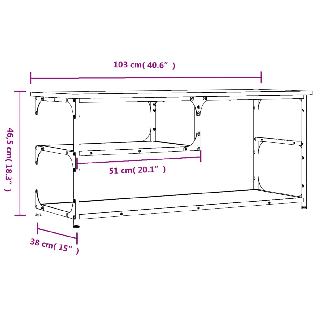 TV Cabinet Grey Sonoma 103x38x46.5 cm Engineered Wood and Steel