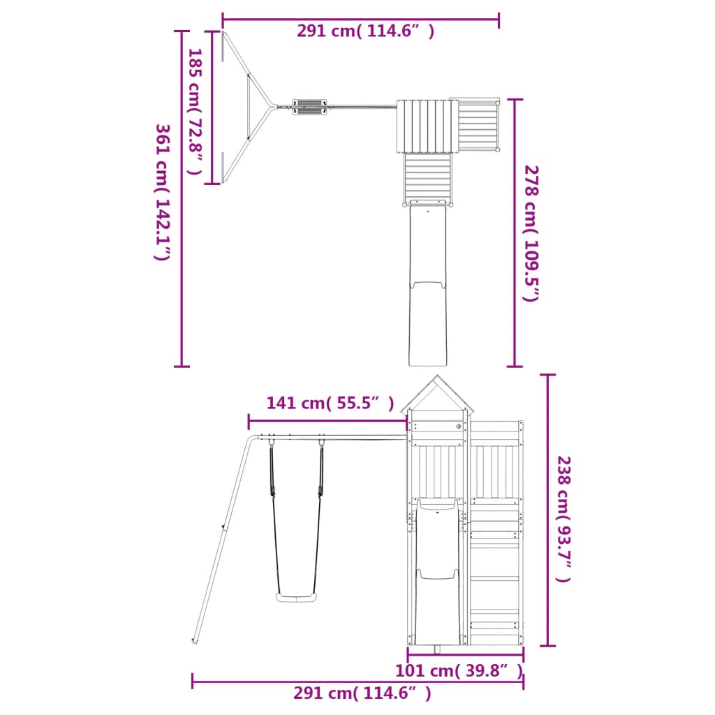 Outdoor Playset Solid Wood Pine