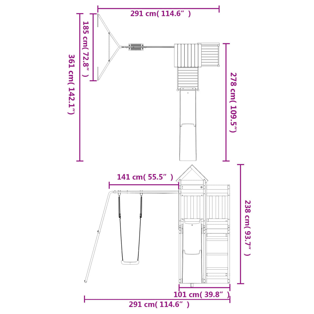 Outdoor Playset Solid Wood Douglas