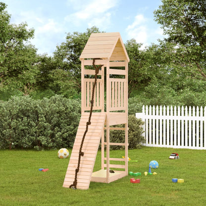 Playhouse with Climbing Wall Solid Wood Pine