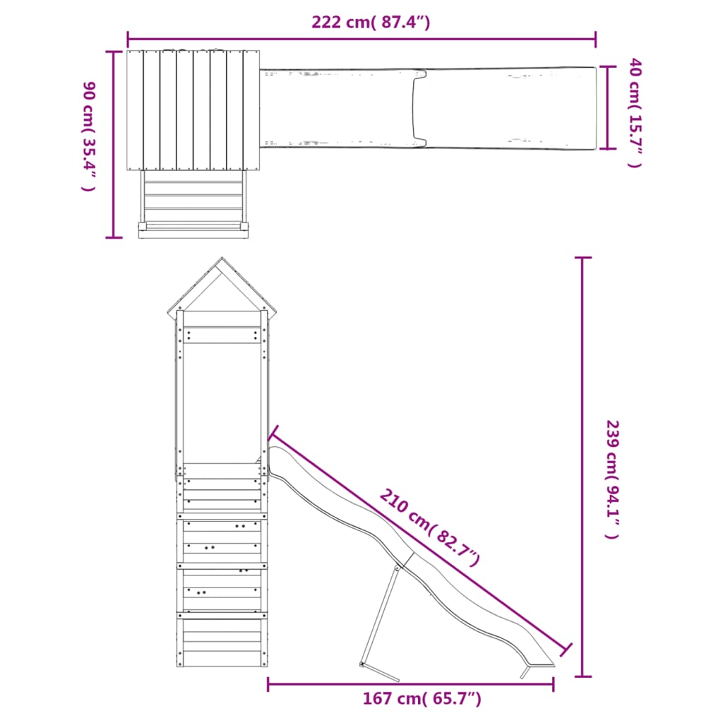 Outdoor Playset Solid Wood Pine