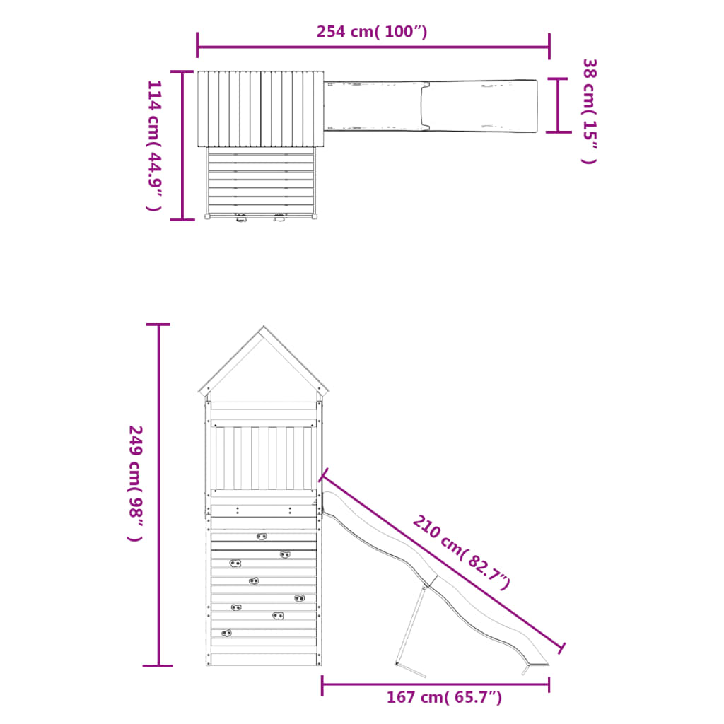 Outdoor Playset Solid Wood Pine