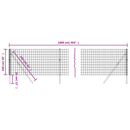 Wire Mesh Fence Green 1x10 m Galvanised Steel