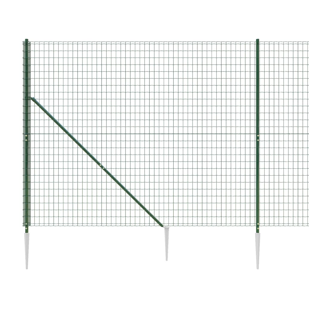 Wire Mesh Fence with Spike Anchors Green 1.6x10 m