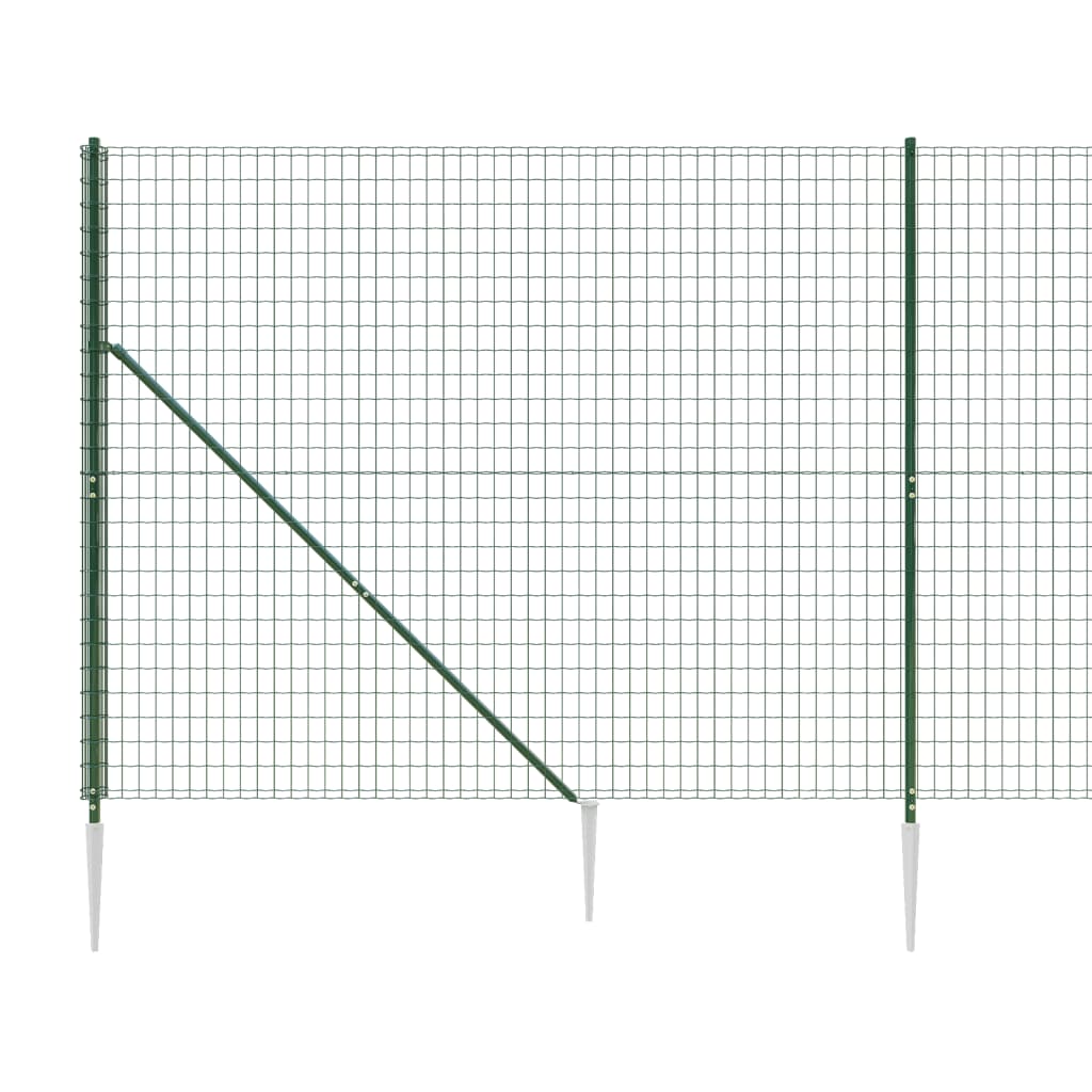 Wire Mesh Fence with Spike Anchors Green 1.8x25 m