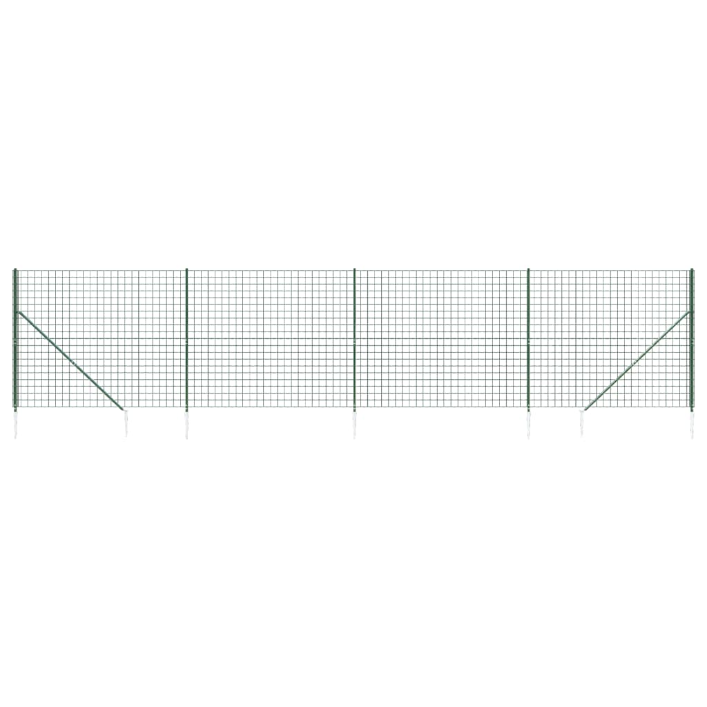 Wire Mesh Fence with Spike Anchors Green 2x10 m