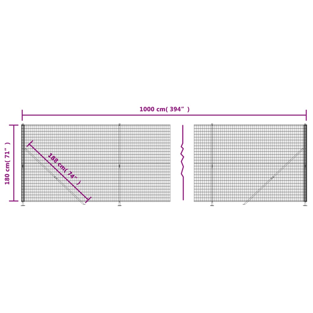 Wire Mesh Fence with Flange Green 1.8x10 m