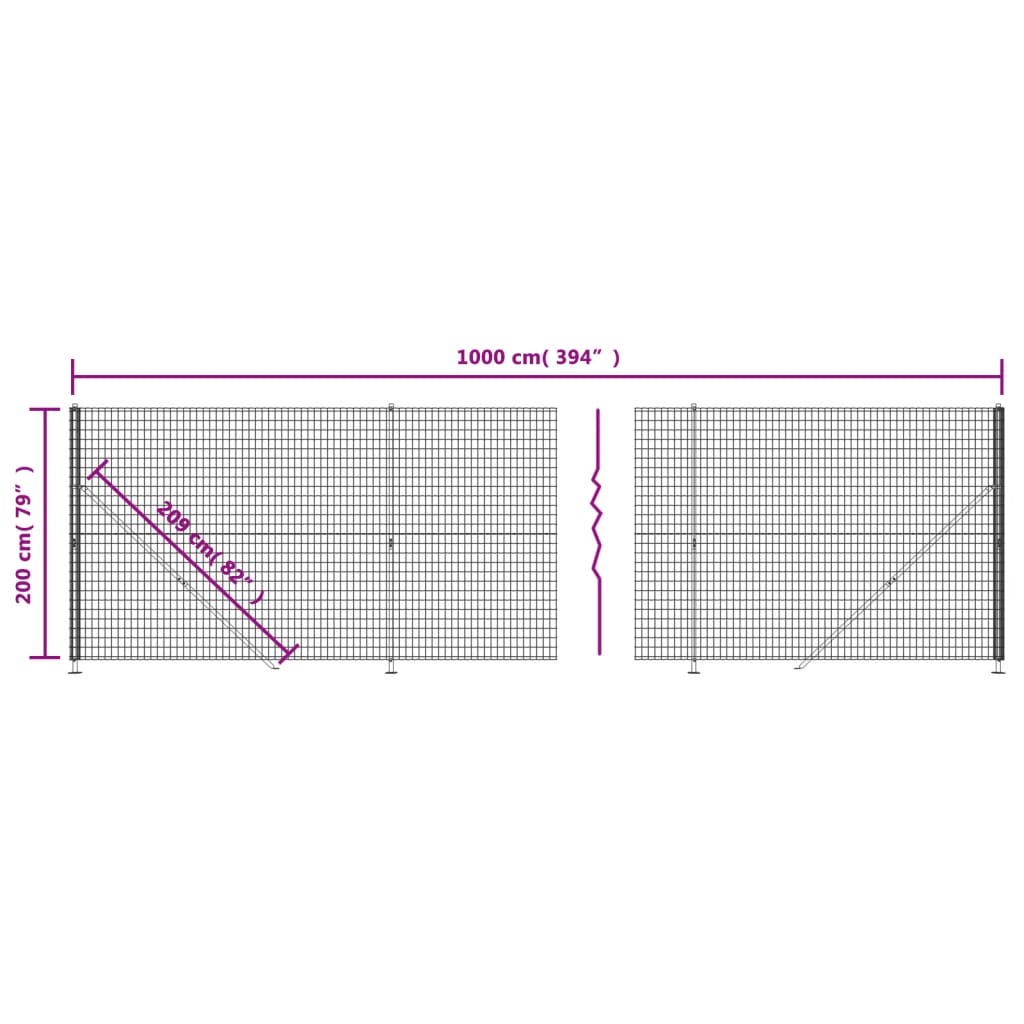 Wire Mesh Fence with Flange Green 2x10 m