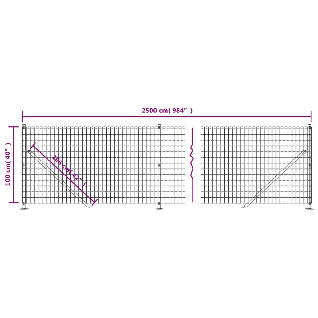 Wire Mesh Fence with Flange Green 1x25 m