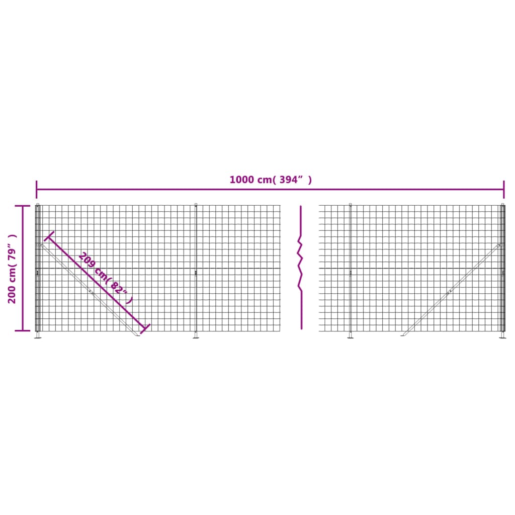 Wire Mesh Fence with Flange Green 2x10 m