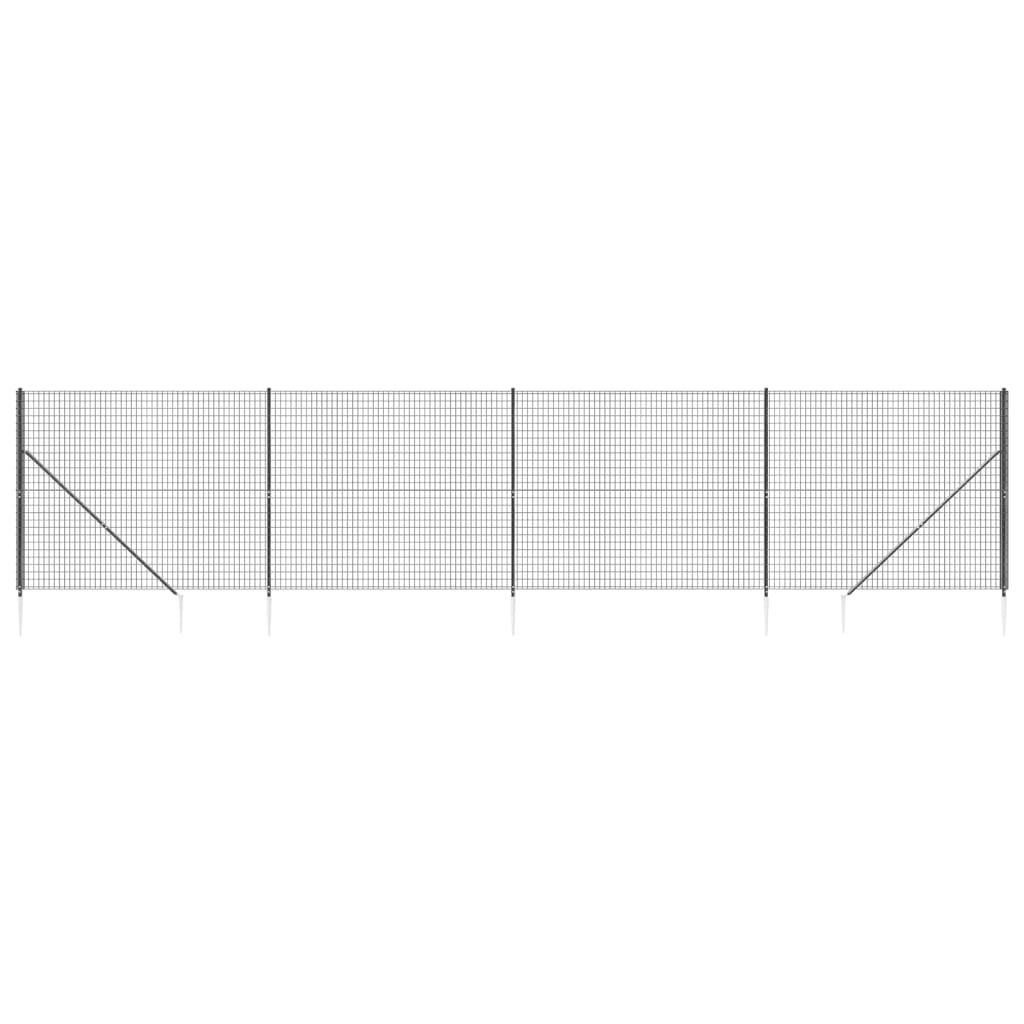 Wire Mesh Fence with Spike Anchors Anthracite 1.8x10 m