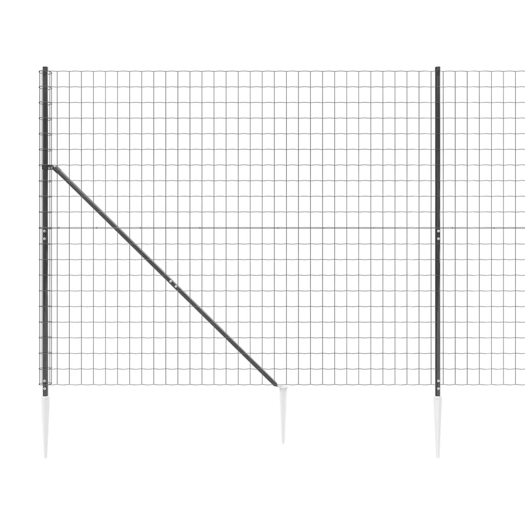 Wire Mesh Fence with Spike Anchors Anthracite 1.8x25 m