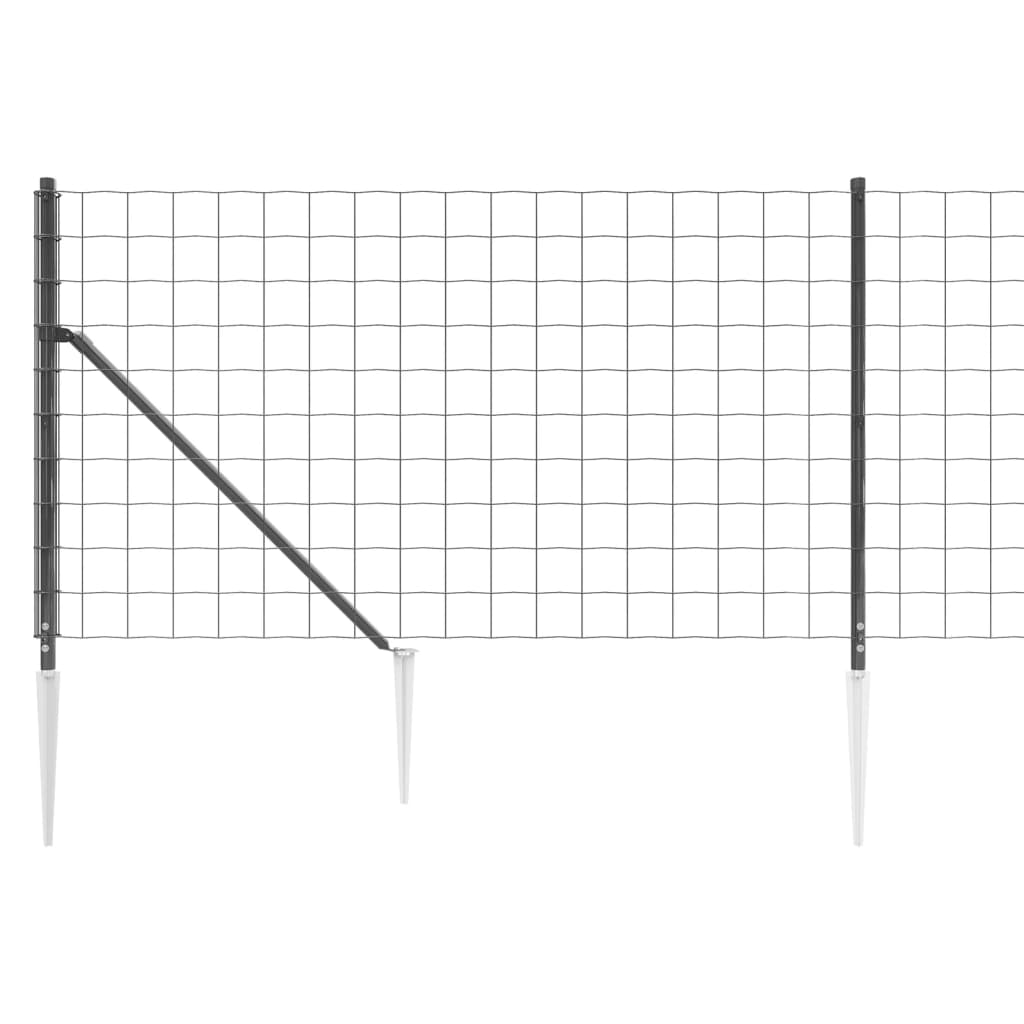 Wire Mesh Fence with Spike Anchors Anthracite 1x10 m