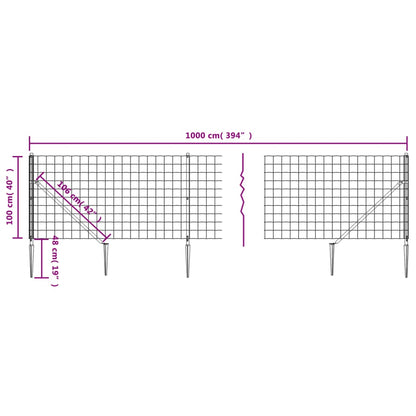 Wire Mesh Fence with Spike Anchors Anthracite 1x10 m