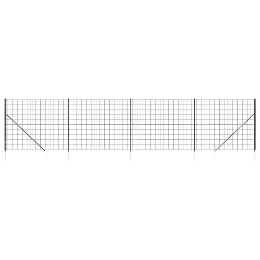 Wire Mesh Fence with Spike Anchors Anthracite 1.6x10 m