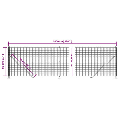 Wire Mesh Fence with Flange Anthracite 0.8x10 m