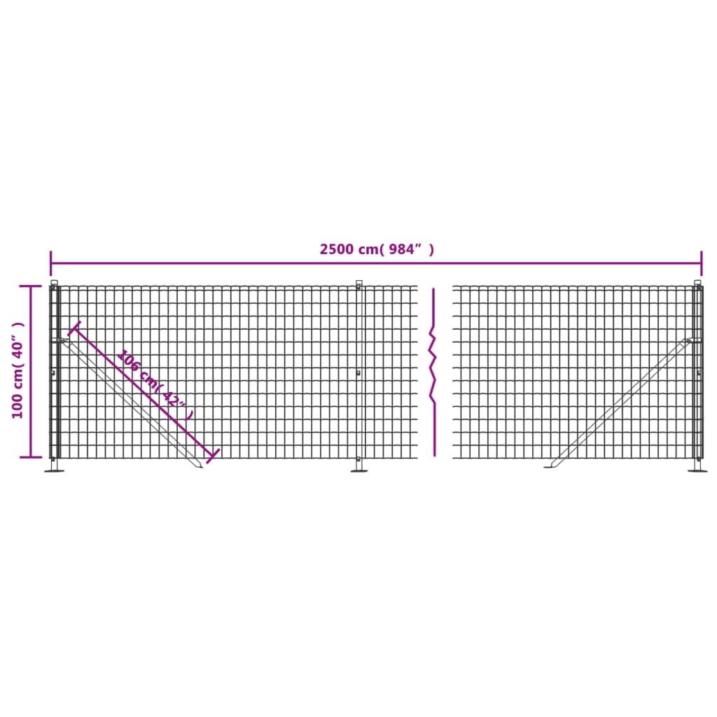 Wire Mesh Fence with Flange Anthracite 1x25 m