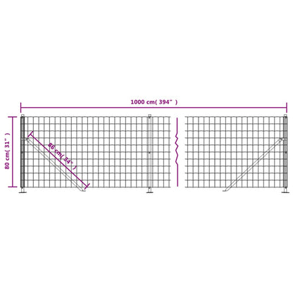 Wire Mesh Fence with Flange Anthracite 0.8x10 m