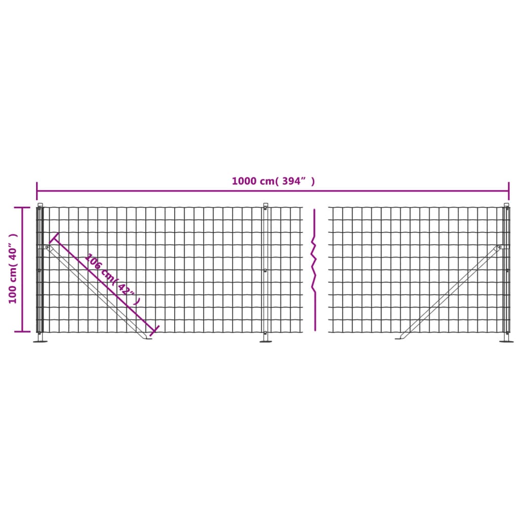 Wire Mesh Fence with Flange Anthracite 1x10 m