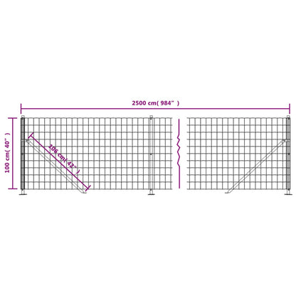 Wire Mesh Fence with Flange Anthracite 1x25 m