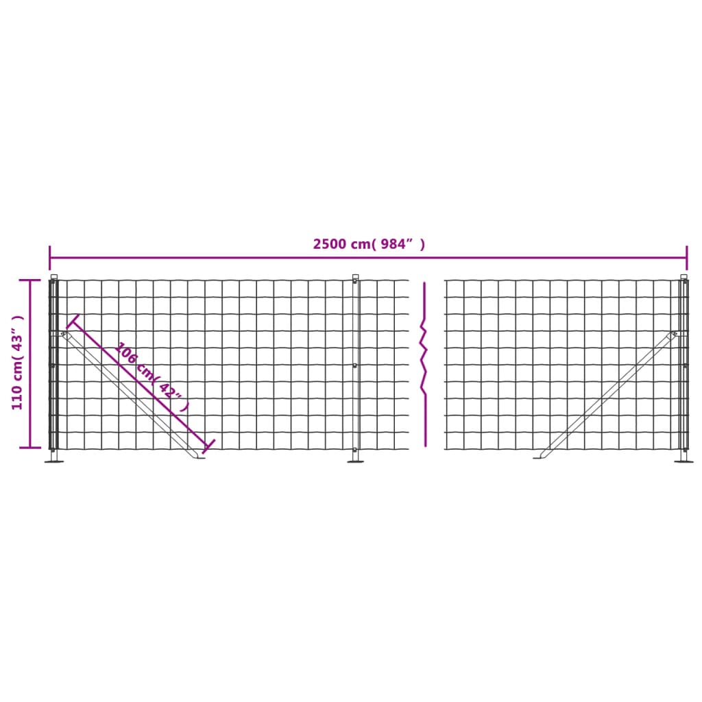 Wire Mesh Fence with Flange Anthracite 1.1x25 m