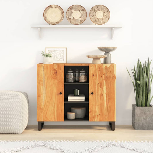 Sideboard with 2 Doors 90x33x75 cm Solid Wood Acacia