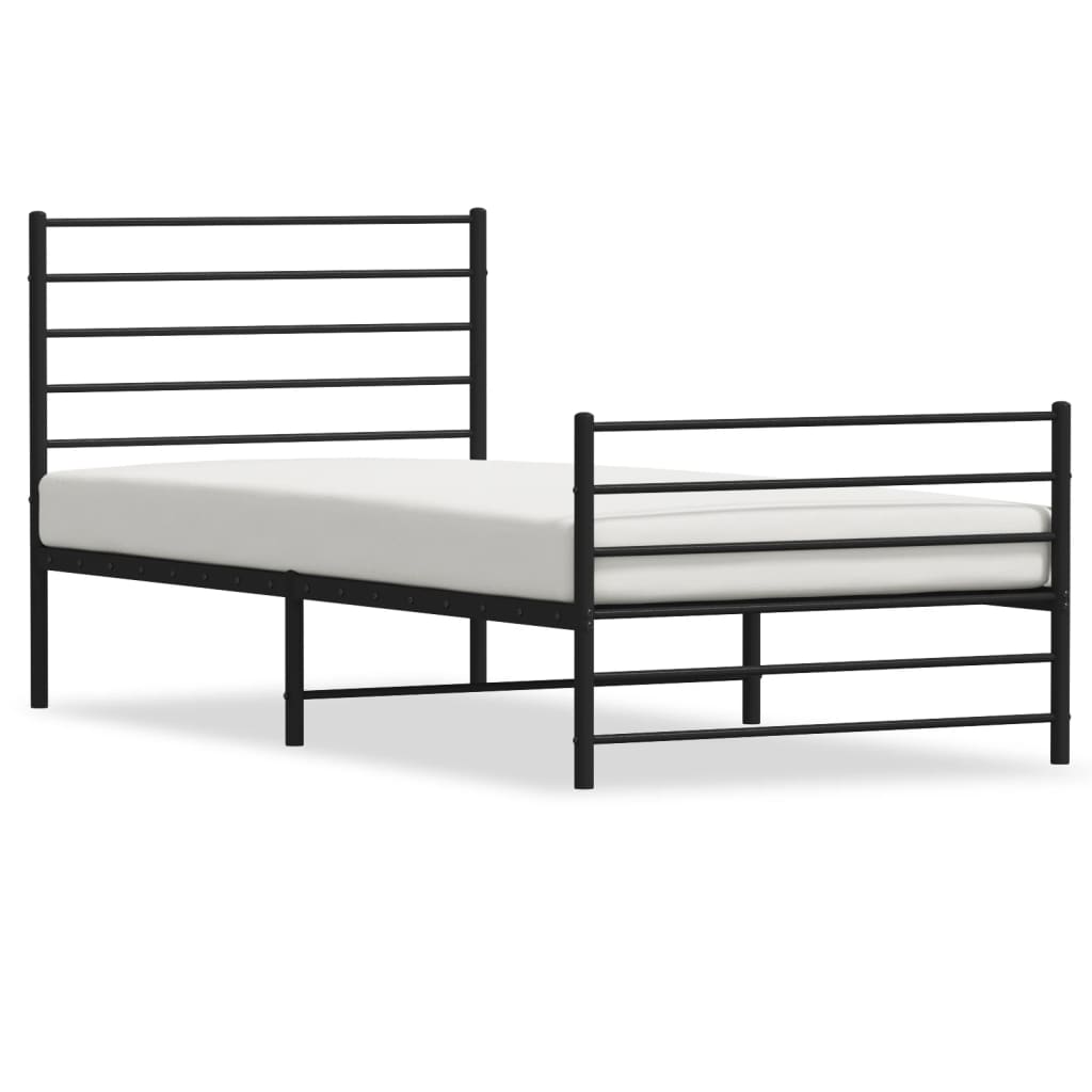 Metal Bed Frame with Headboard and Footboard Black 80x200 cm