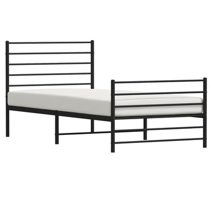 Metal Bed Frame with Headboard and Footboard Black 80x200 cm