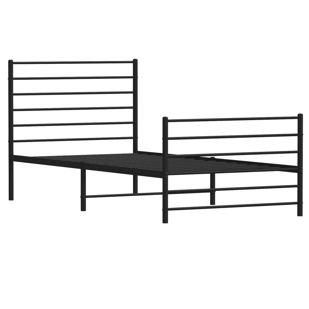 Metal Bed Frame with Headboard and Footboard Black 80x200 cm