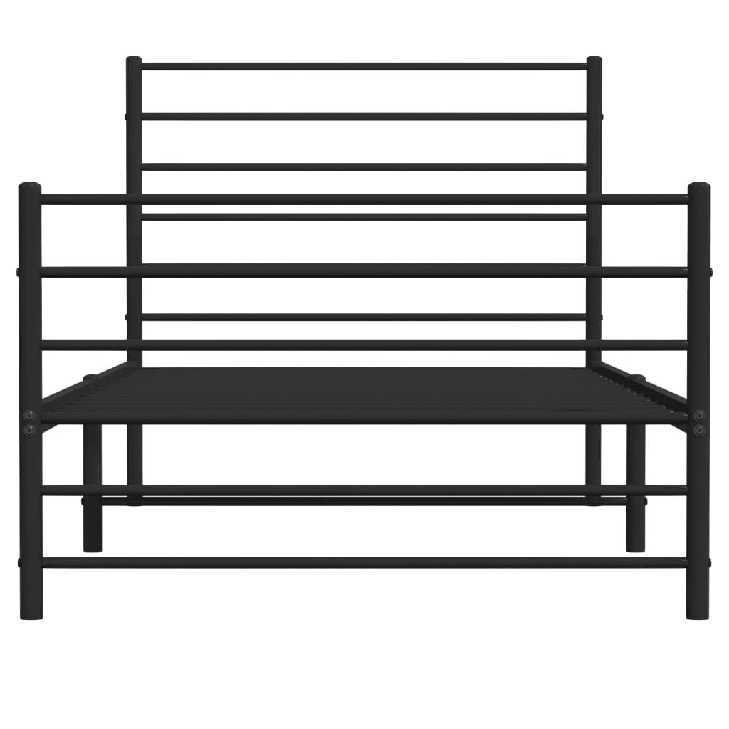 Metal Bed Frame with Headboard and Footboard Black 80x200 cm