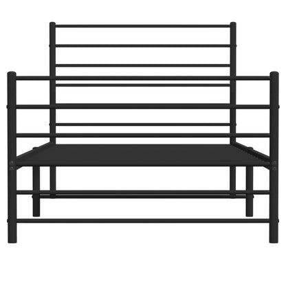 Metal Bed Frame with Headboard and Footboard Black 80x200 cm