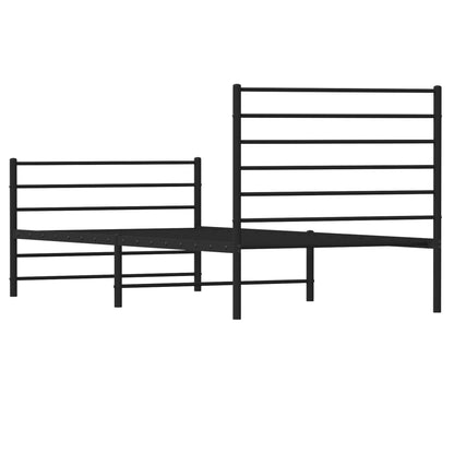 Metal Bed Frame with Headboard and Footboard Black 80x200 cm