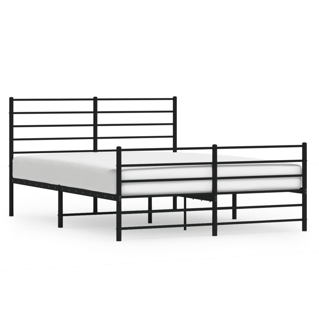 Metal Bed Frame without Mattress with Footboard Black 140x200 cm