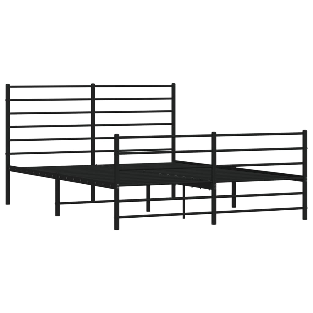 Metal Bed Frame without Mattress with Footboard Black 140x200 cm