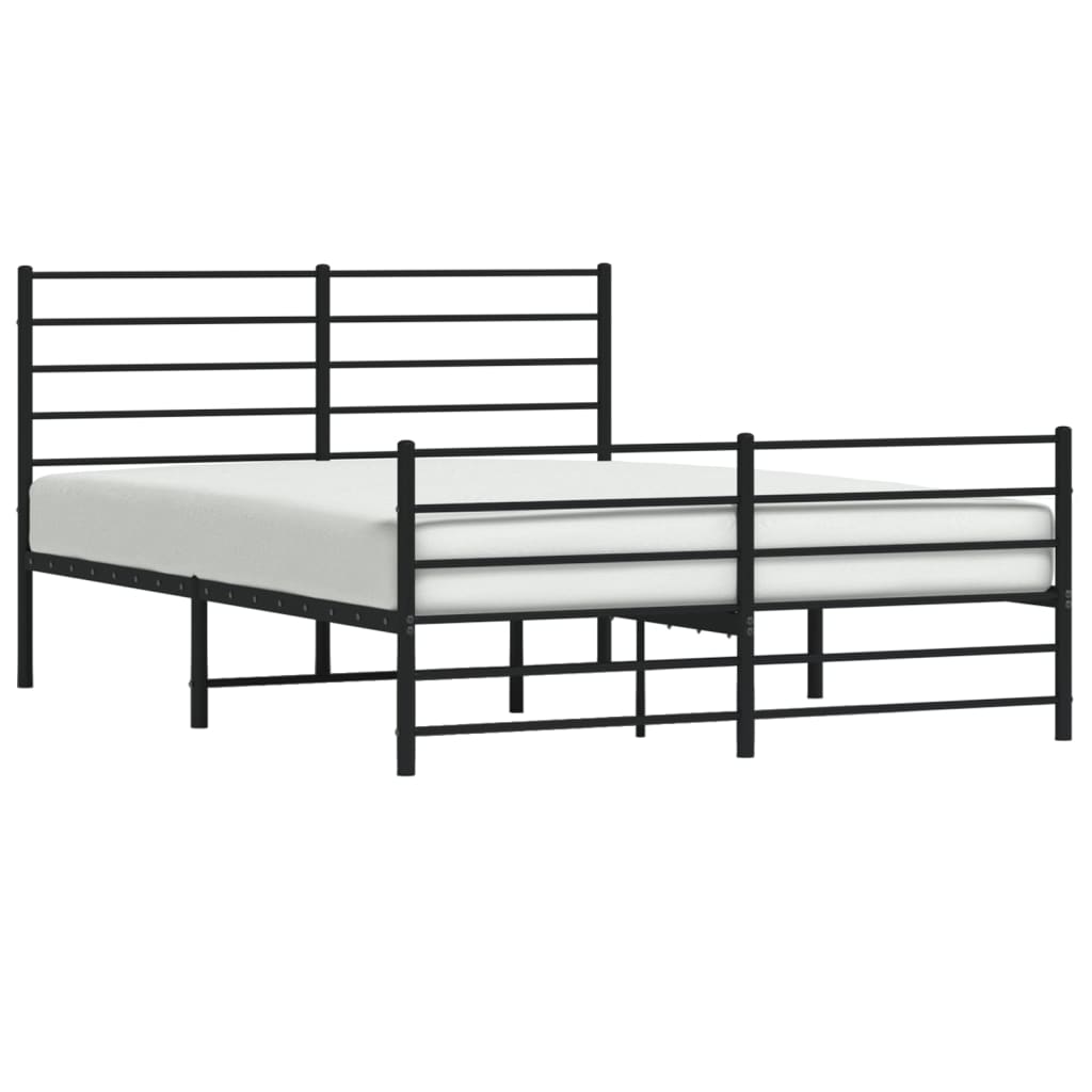 Metal Bed Frame without Mattress with Footboard Black 140x200 cm