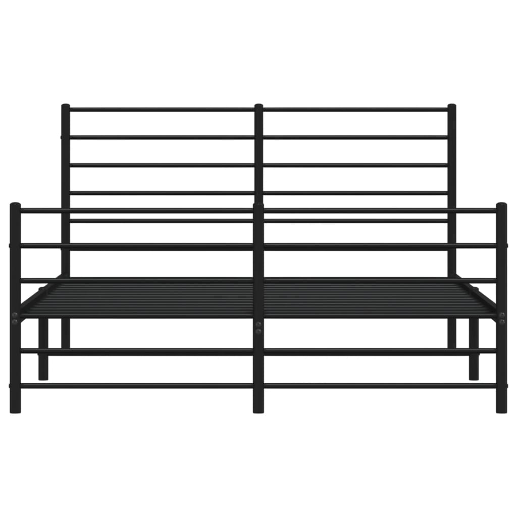 Metal Bed Frame without Mattress with Footboard Black 140x200 cm