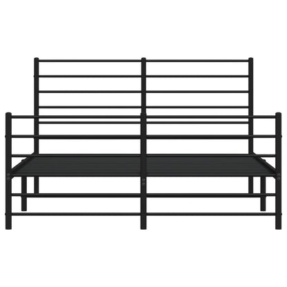 Metal Bed Frame without Mattress with Footboard Black 140x200 cm