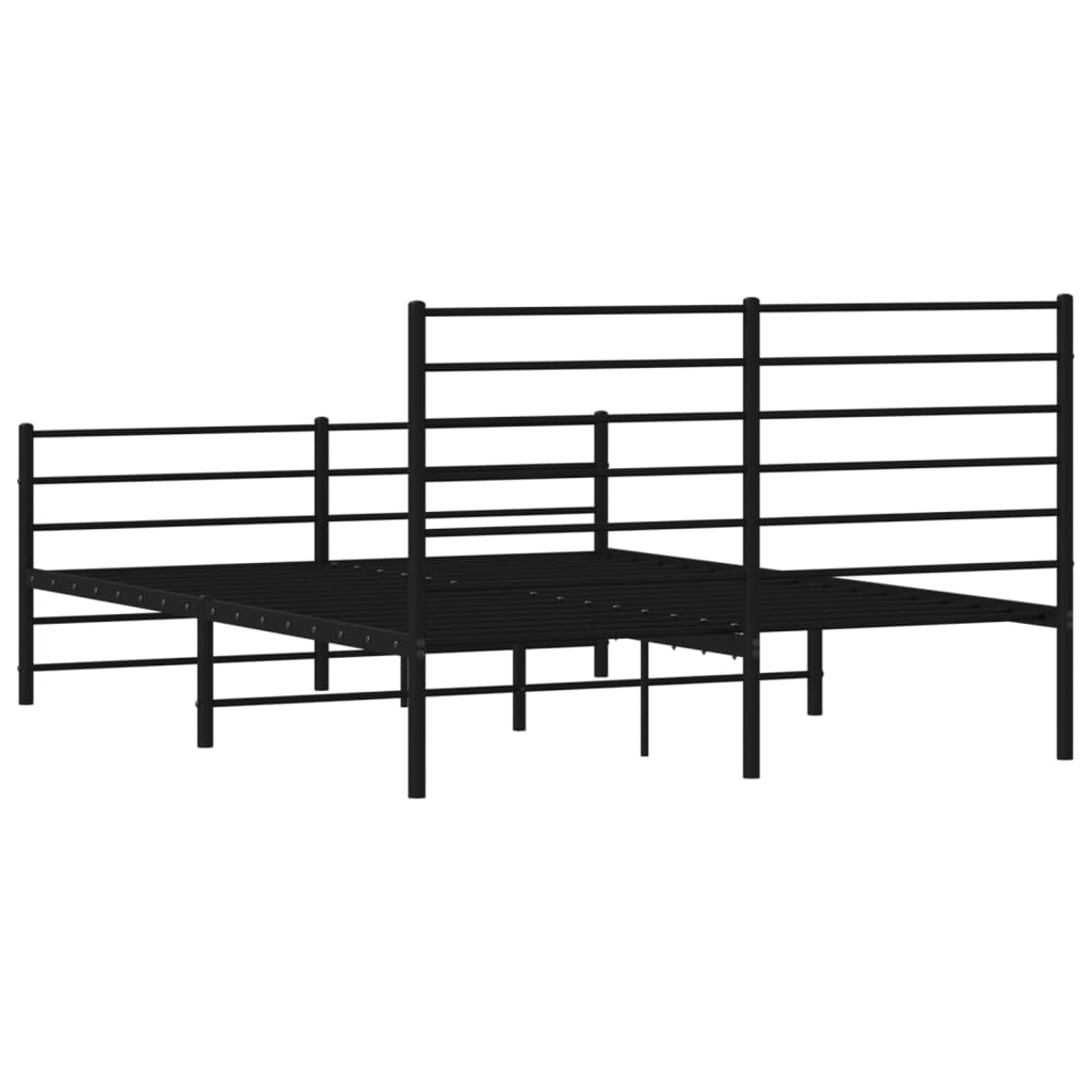 Metal Bed Frame without Mattress with Footboard Black 140x200 cm