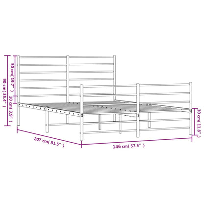 Metal Bed Frame without Mattress with Footboard Black 140x200 cm