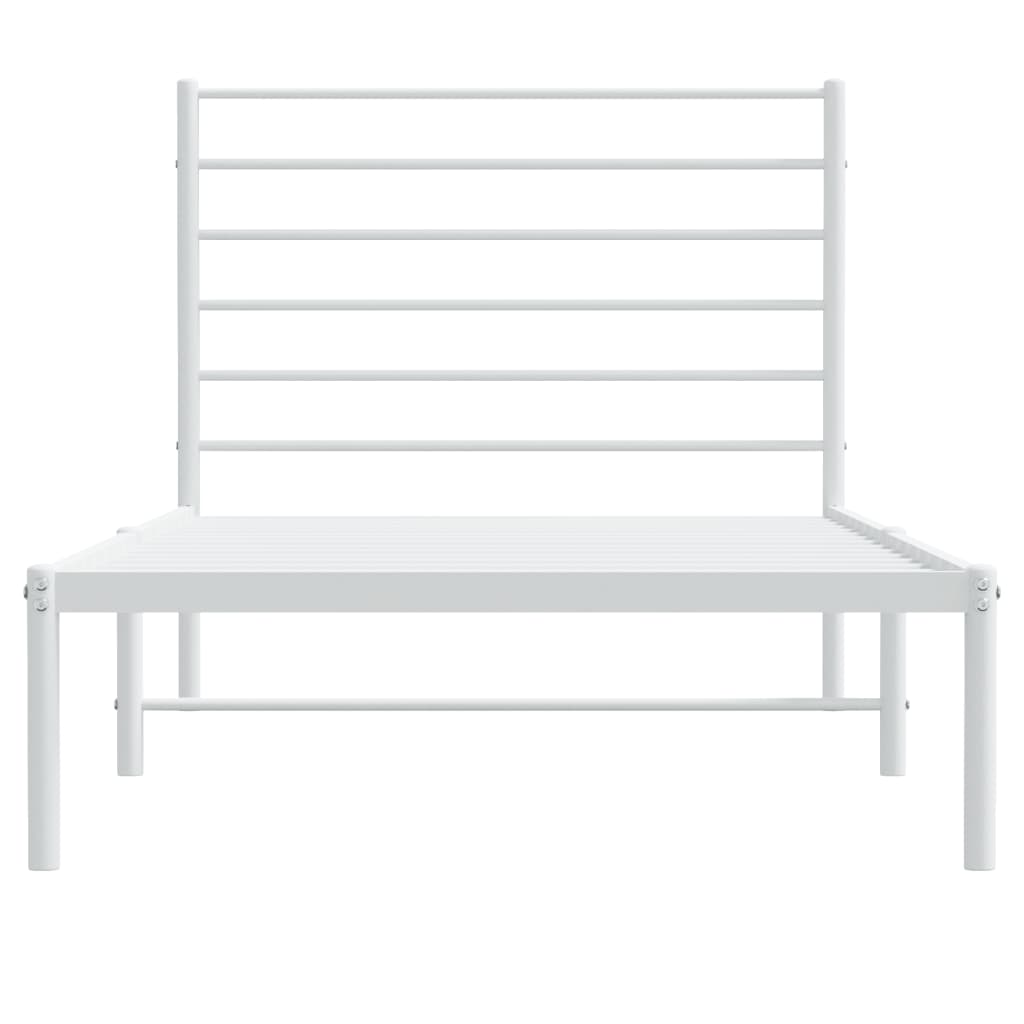 Metal Bed Frame without Mattress with Headboard White 107x203 cm