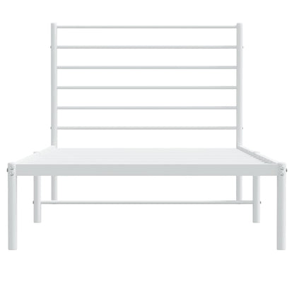 Metal Bed Frame without Mattress with Headboard White 107x203 cm