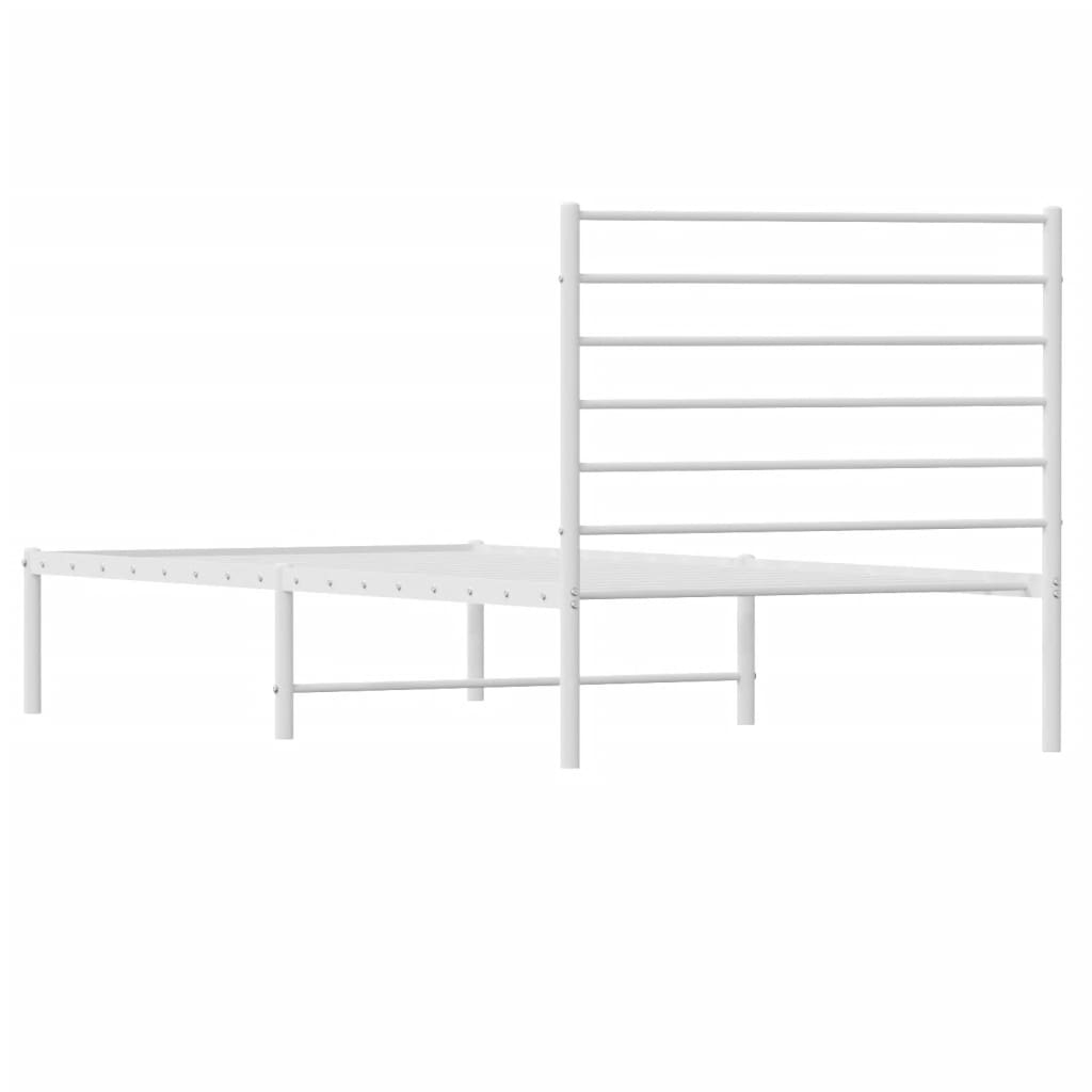 Metal Bed Frame without Mattress with Headboard White 107x203 cm