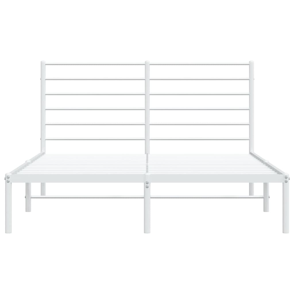 Metal Bed Frame without Mattress with Headboard White 120x190 cm Small Double